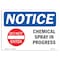 Signmission OSHA Notice Sign, 12" Height, Rigid Plastic, Chemical Spray In Progress Sign With Symbol, Landscape OS-NS-P-1218-L-10567 - alternate 1